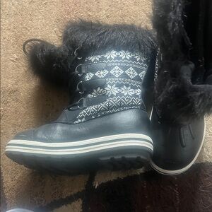 Stylish Black and White Kids Snow Boots